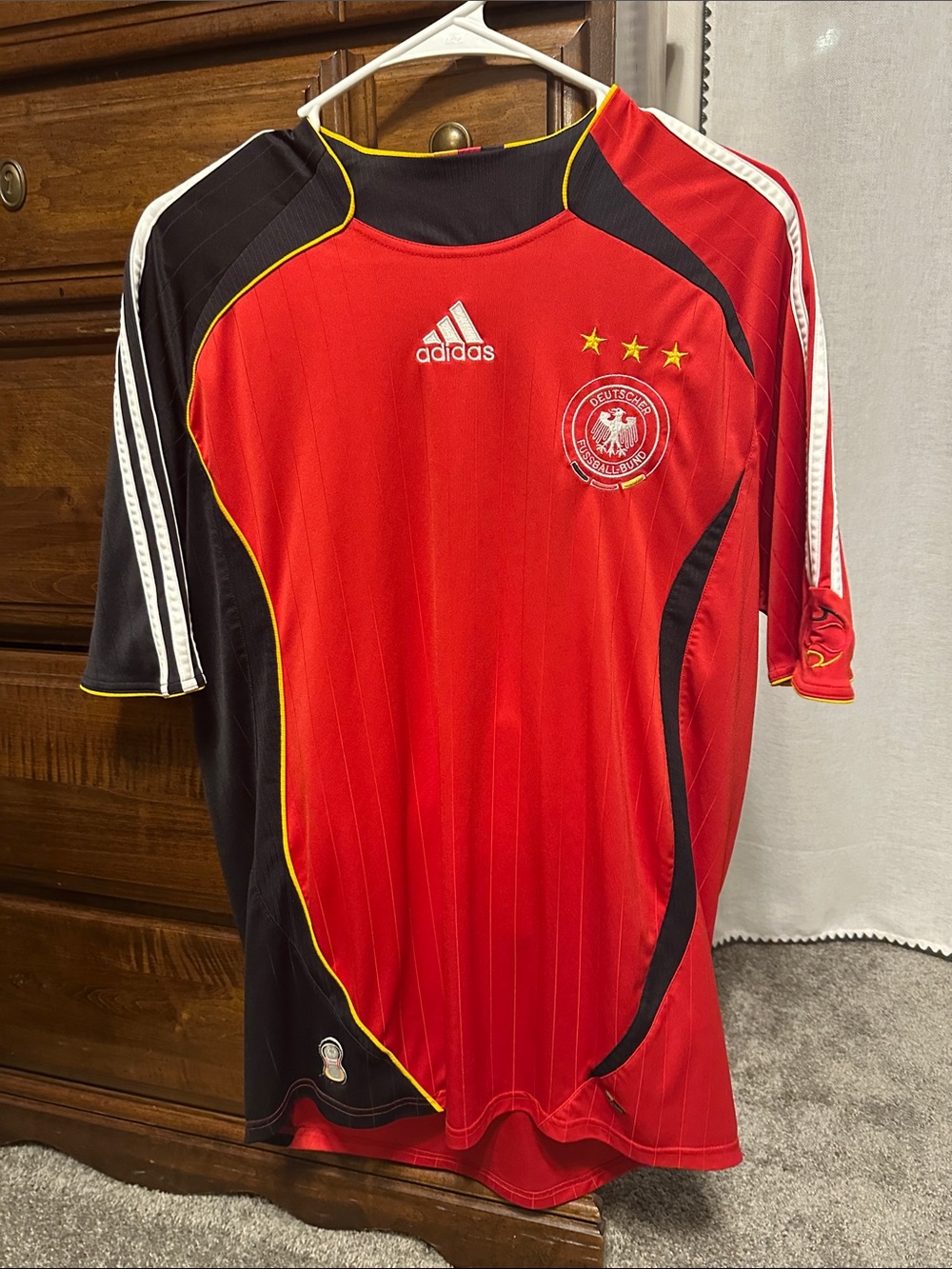 adidas Men’s Red & Black Germany Football Jersey with Yellow Trim